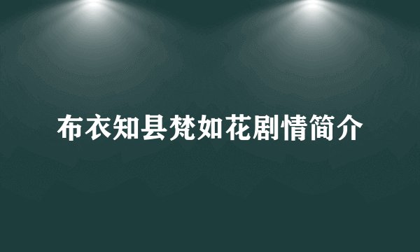 布衣知县梵如花剧情简介