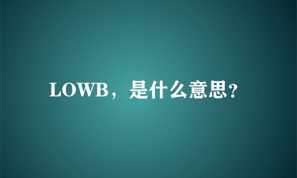 LOWB，是什么意思？