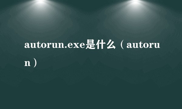 autorun.exe是什么（autorun）