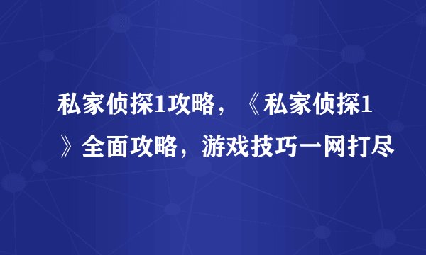 私家侦探1攻略，《私家侦探1》全面攻略，游戏技巧一网打尽