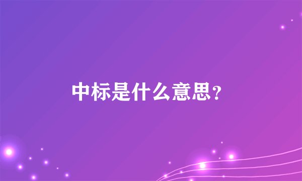 中标是什么意思？