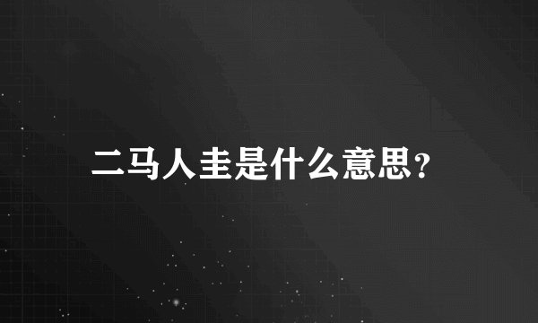 二马人圭是什么意思?