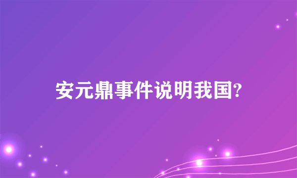 安元鼎事件说明我国?
