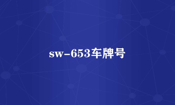 sw-653车牌号