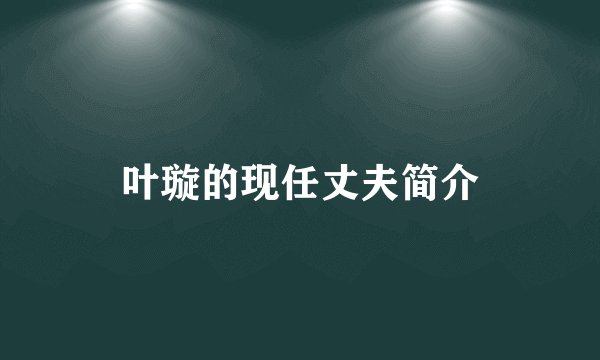叶璇的现任丈夫简介