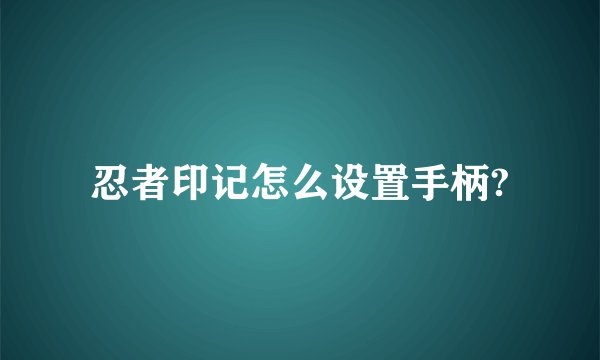 忍者印记怎么设置手柄?