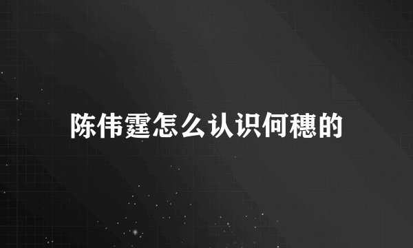 陈伟霆怎么认识何穗的