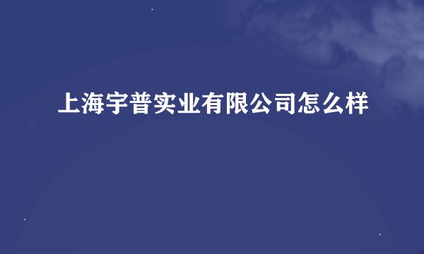 上海宇普实业有限公司怎么样