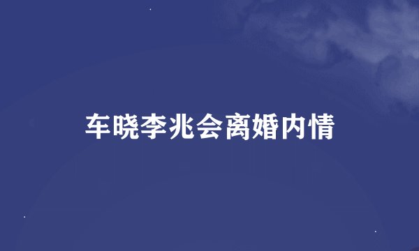 车晓李兆会离婚内情