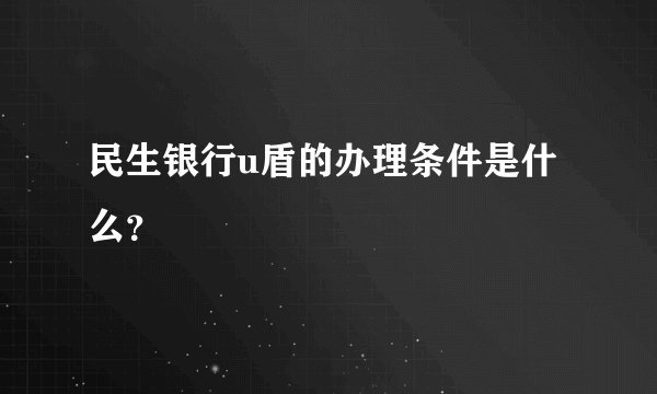 民生银行u盾的办理条件是什么？