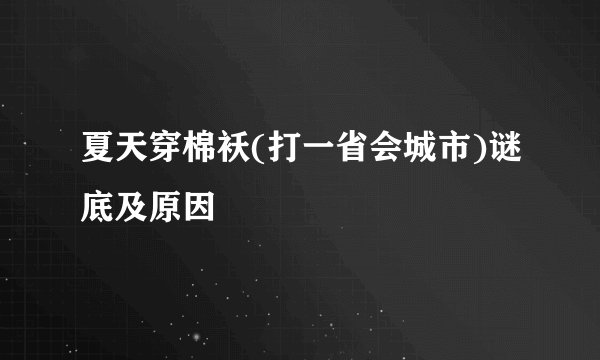 夏天穿棉袄(打一省会城市)谜底及原因