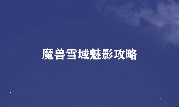 魔兽雪域魅影攻略