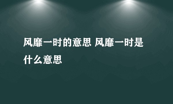 风靡一时的意思 风靡一时是什么意思