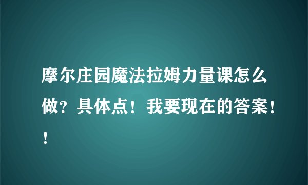 摩尔庄园魔法拉姆力量课怎么做？具体点！我要现在的答案！！