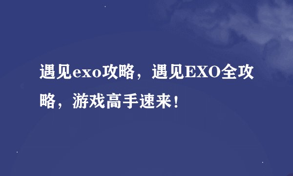 遇见exo攻略，遇见EXO全攻略，游戏高手速来！