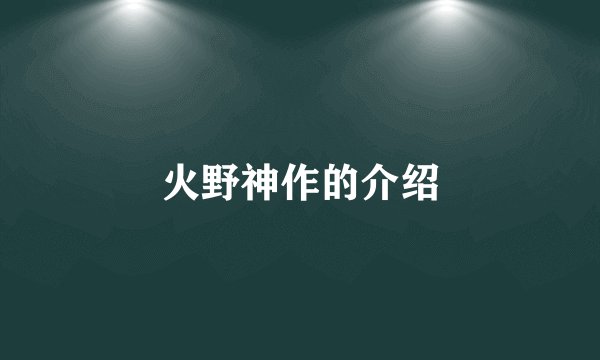 火野神作的介绍