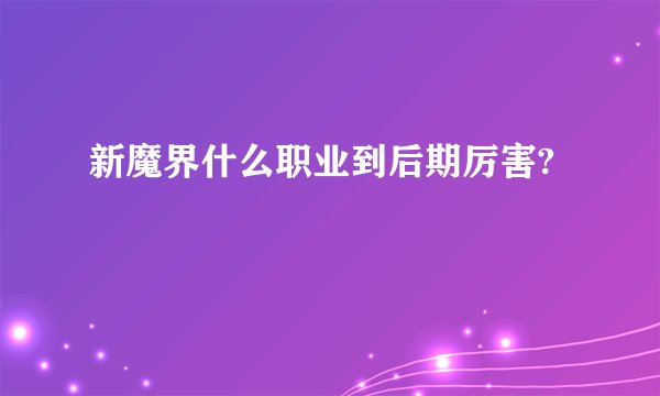 新魔界什么职业到后期厉害?