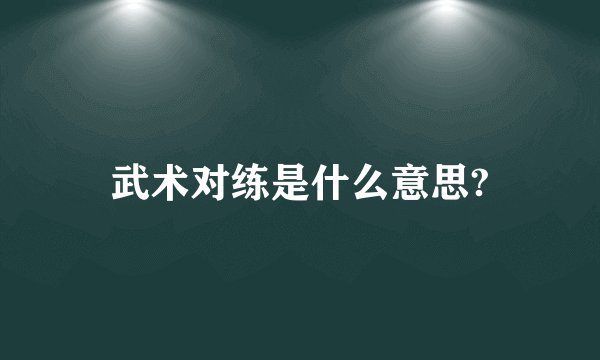 武术对练是什么意思?