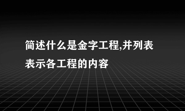 简述什么是金字工程,并列表表示各工程的内容