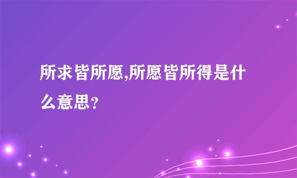 所求皆所愿,所愿皆所得是什么意思？