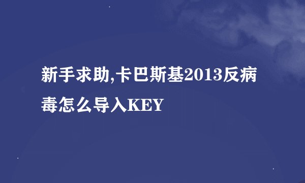 新手求助,卡巴斯基2013反病毒怎么导入KEY