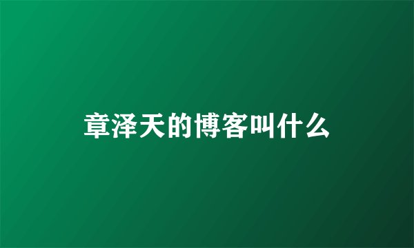 章泽天的博客叫什么