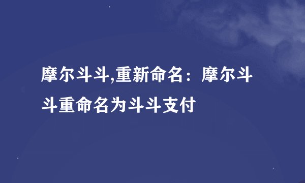 摩尔斗斗,重新命名：摩尔斗斗重命名为斗斗支付