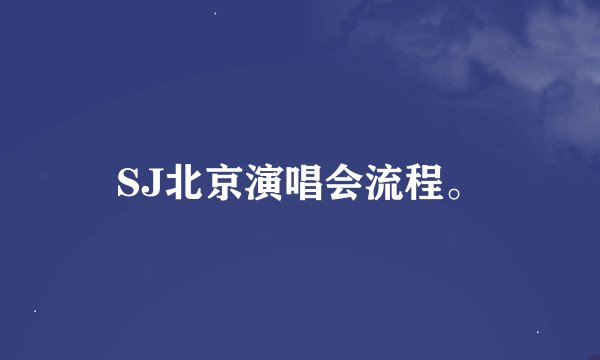 SJ北京演唱会流程。