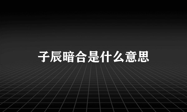 子辰暗合是什么意思