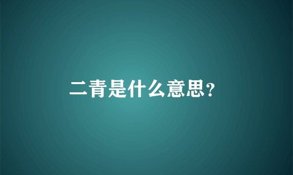二青是什么意思?