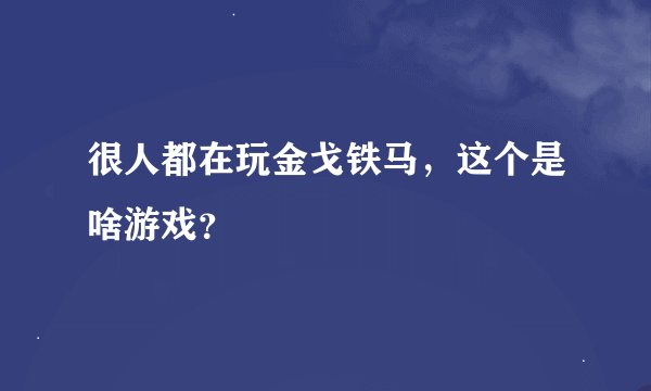 很人都在玩金戈铁马，这个是啥游戏？