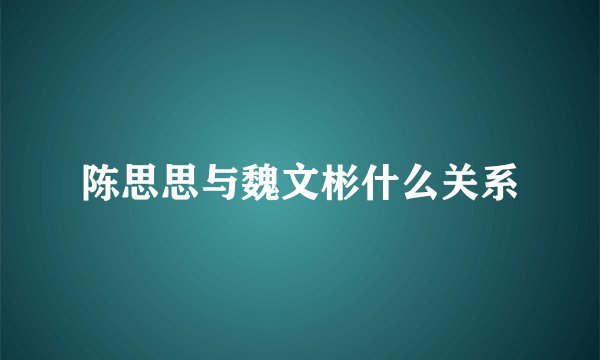 陈思思与魏文彬什么关系