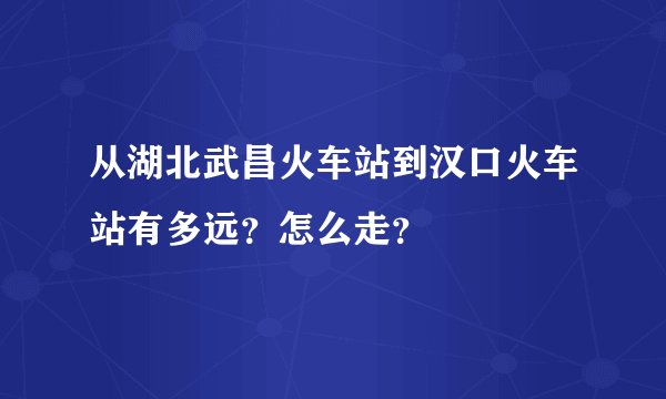 从湖北武昌火车站到汉口火车站有多远？怎么走？