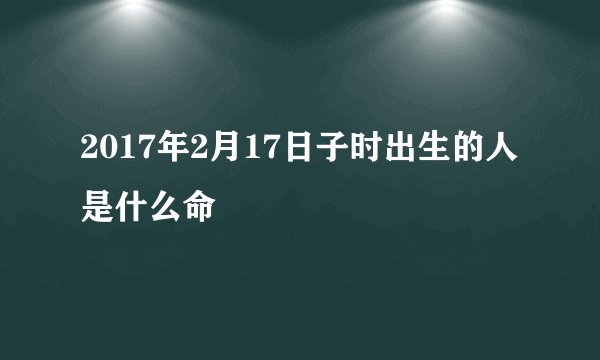 2017年2月17日子时出生的人是什么命