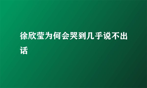 徐欣莹为何会哭到几乎说不出话