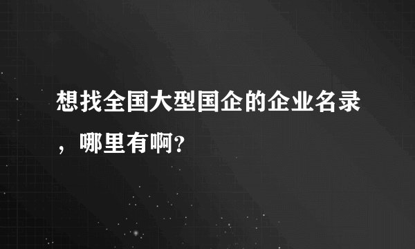想找全国大型国企的企业名录，哪里有啊？