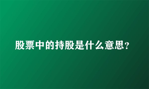 股票中的持股是什么意思？