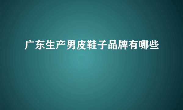 广东生产男皮鞋子品牌有哪些