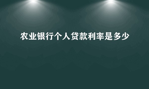 农业银行个人贷款利率是多少