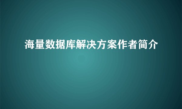 海量数据库解决方案作者简介