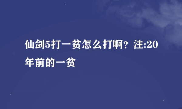 仙剑5打一贫怎么打啊？注:20年前的一贫