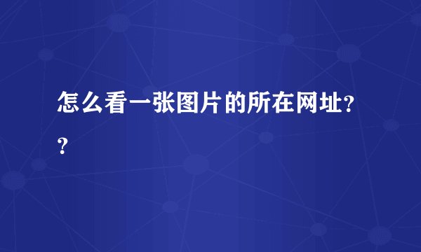 怎么看一张图片的所在网址？？