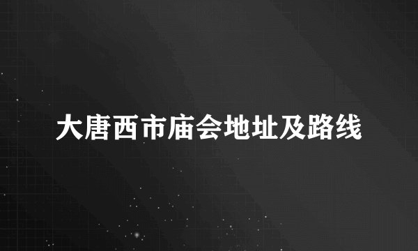 大唐西市庙会地址及路线