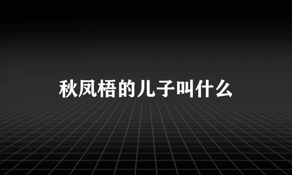 秋凤梧的儿子叫什么