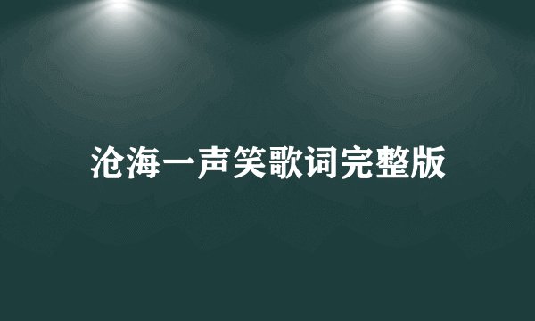 沧海一声笑歌词完整版