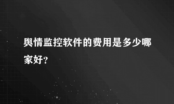 舆情监控软件的费用是多少哪家好？