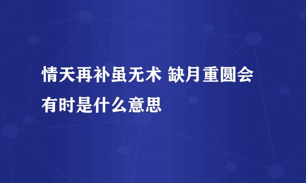 情天再补虽无术 缺月重圆会有时是什么意思