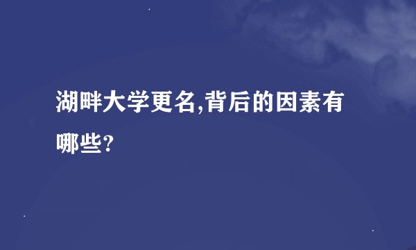 湖畔大学更名,背后的因素有哪些?