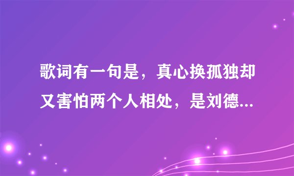 歌词有一句是，真心换孤独却又害怕两个人相处，是刘德华唱的哪一首歌，求歌名，谢谢！