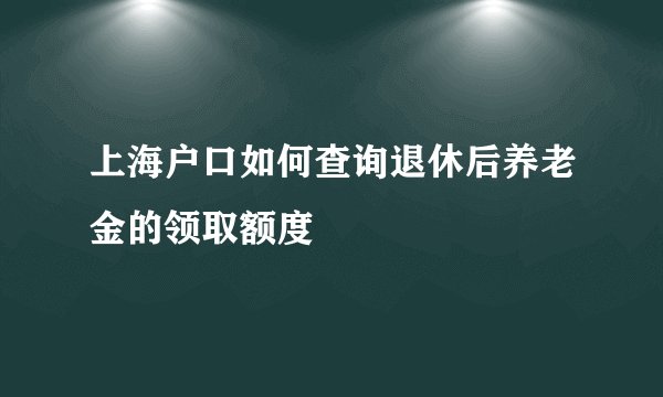 上海户口如何查询退休后养老金的领取额度